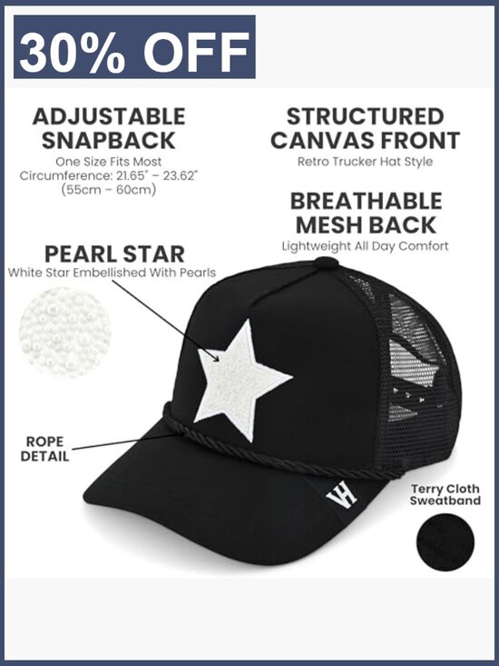 Trucker Hat Adjustable Snapback Mesh Back Baseball Cap main image 7